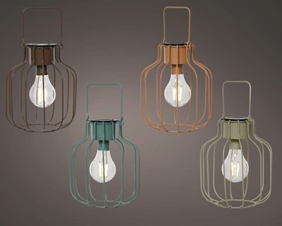 Solar Lantern Iron Steady 4Col  Asst. H.18Cm