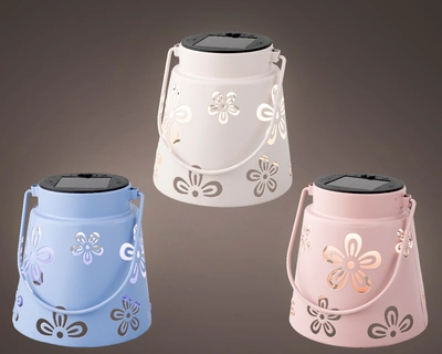 Solar Lantern Metal Steady 3Col  dia11.50-H11.00cm-1L asst. - image 1