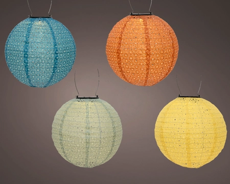 Solar Lantern Nylon Steady 4Col  H23.00cm-1L asst./warm white - image 1