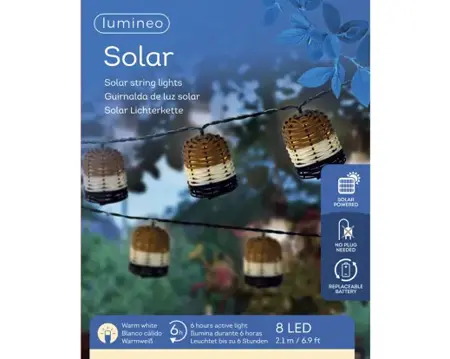 Solar Partylight Wicker Steady Natural/Warm White L.210Cm - image 3