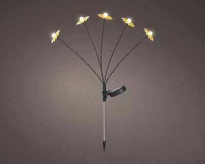 Solar Sunflower Metal Steady Yellow/Warm White H.60Cm