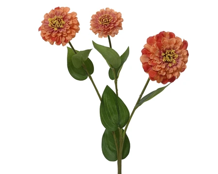 Spray Zinnia On Stem Polyester Orange L.47Cm