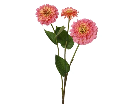 Spray Zinnia On Stem Polyester Pink L.47Cm