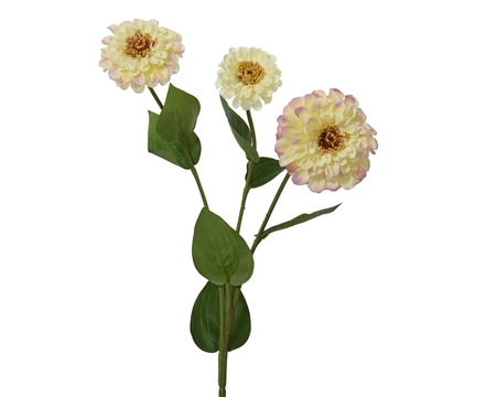 Spray Zinnia On Stem Polyester Yellow L.47Cm