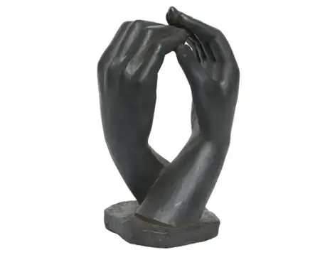 Statue Polymagnesium Hands Smooth Outdoor Anthracite/Silver H.43Cm - image 1