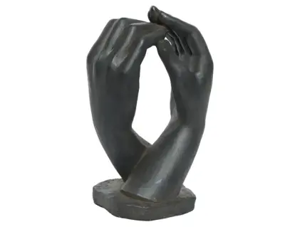 Statue Polymagnesium Hands Smooth Outdoor Anthracite/Silver H.43Cm - image 1