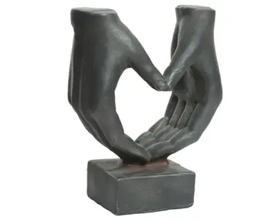 Statue Polymagnesium Heart Outdoor Anthracite/Silver H.37Cm - image 1