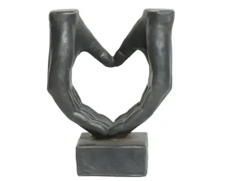 Statue Polymagnesium Heart Outdoor Anthracite/Silver H.37Cm - image 2