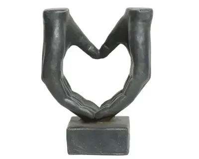 Statue Polymagnesium Heart Outdoor Anthracite/Silver H.37Cm - image 2