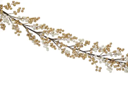 STC 130Cm Gold And White Cluster Berry Garland