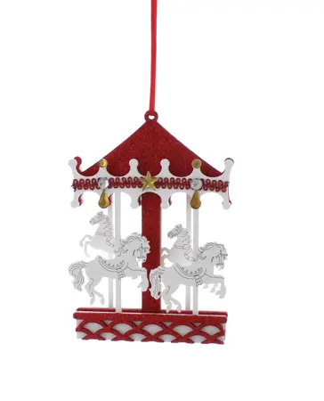 STC 15Cm Wooden Red/White Merry Go Round