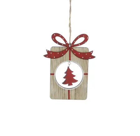 STC 15Cm Wooden With Red Bow And Tree