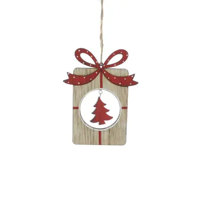 STC 15Cm Wooden With Red Bow And Tree