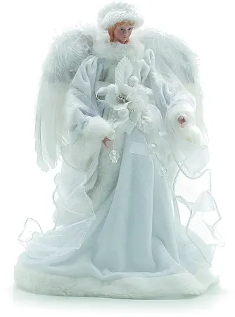 STC 35Cm White Velvet Angel With Feather Wings