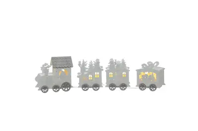 STC 42Cm Bo Lit Wooden Santa Train
