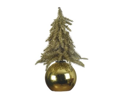 STC Bauble Mini Tree Snowy With Bauble Gold