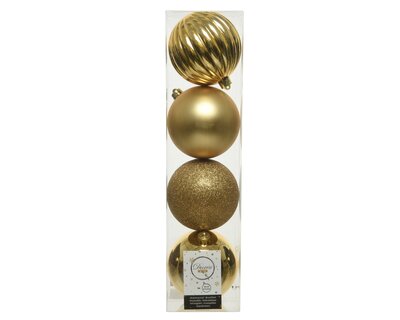 STC Baubles Shatterproof Shiny-Matt-Glitter Mix Light Gold