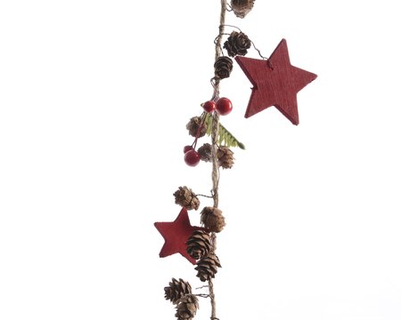 STC Garland Pinecone Foam Berries- Stars Red