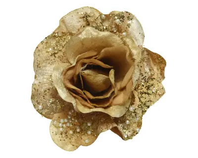 STC Rose Rose On Clip Polyester Pearls- Glitters Gold