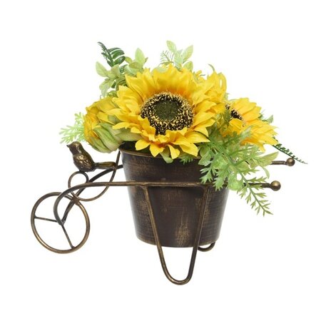 Sunflower In Pot Polyester H23cm Yellow