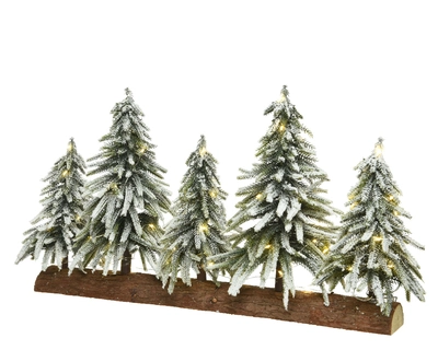 Tablepiece Snowy Bo Prelit green/warm white L65-H35cm-70L