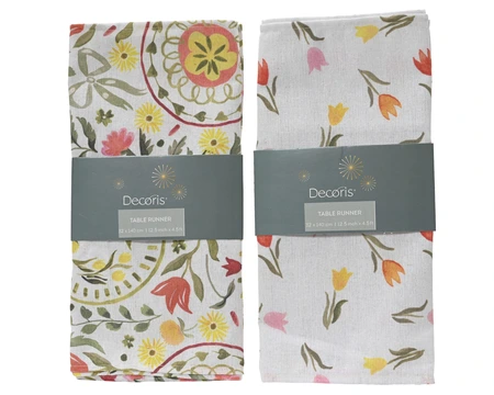 Tablerunner Poly Cotton Digital Print Tulip 2 Asst. L.32Cm X W.140Cm - image 1