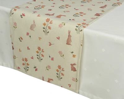 Tablerunner Poly Cotton Rect Indoor Flower Pattern Natural W.32Cm X H.140Cm - image 2