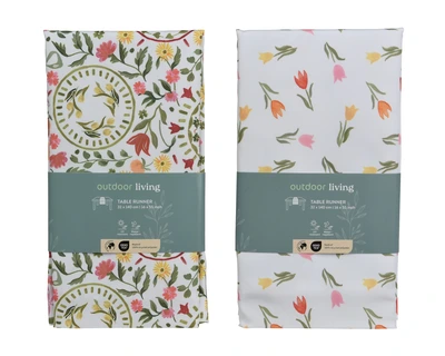 Tablerunner Poly Rect Outdoor Flower Print 2 Outdoor Asst.W.32Cm X H.140Cm