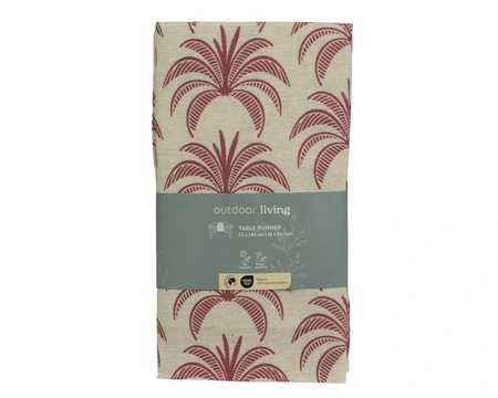 Tablerunner Polyester Cotton Rect Outdoor Palm Pattern Natural W.32Cm X H.140Cm