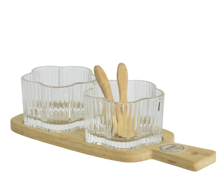 Tapas Set Bamboo Flower Mould 2X Cup, 2X Spoon Natural/Clear