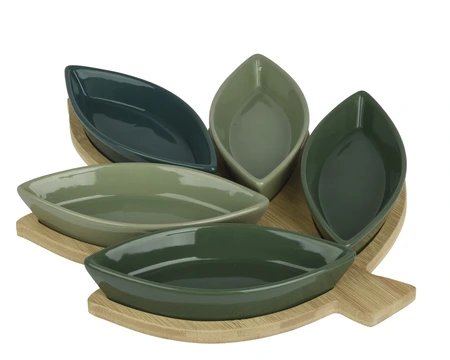 Tapas Set Porcelain Leaf Natural/Colour(S) L.30Cm