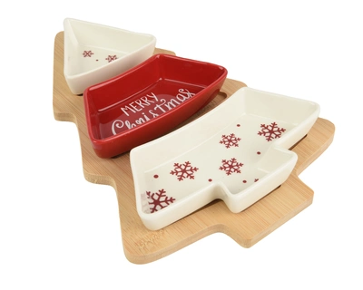 Tapas Set Stoneware Red/White L.27.5cm