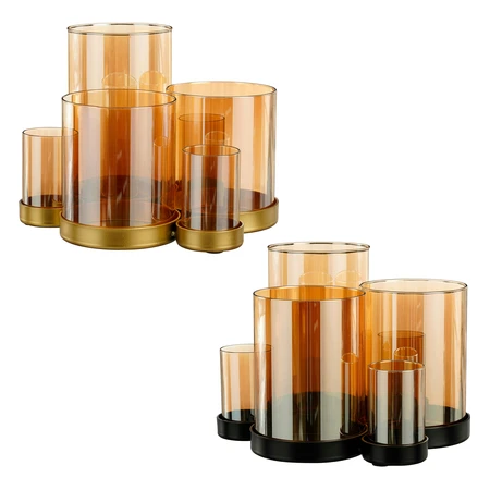 Tealight Holder Gold Black 2 Asst. H17.5Xd23.5Cm