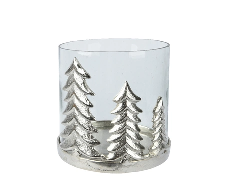 Tealightholder Aluminium Christmas Trees Silver H11.50cm