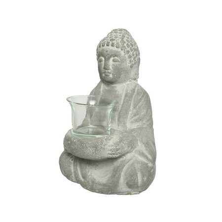 Tealightholder Concrete Buddha Grey Washed