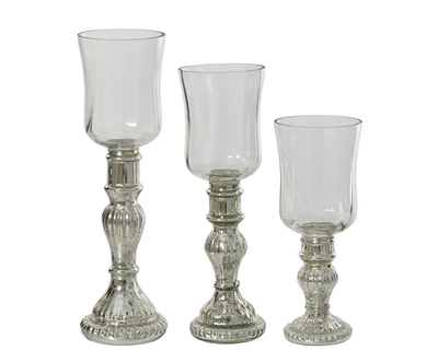 Tealightholder Glass Silver/Clear W.9cm x H.31cm