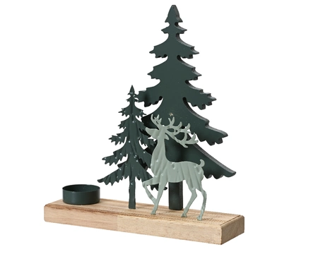 Tealightholder Iron Tree-Deer Multi H24cm