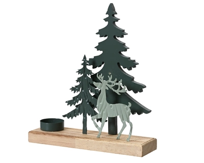 Tealightholder Iron Tree-Deer Multi H24cm