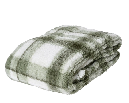 Throw Polyester green/white L130-W170