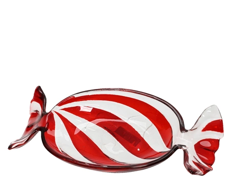 Tray Glass red/white L11-W23.50