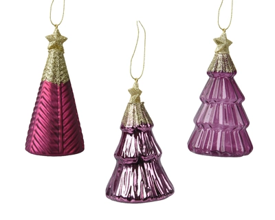 Tree Glass W Star On Top- W Gold Glitter oxblood H12.60cm
