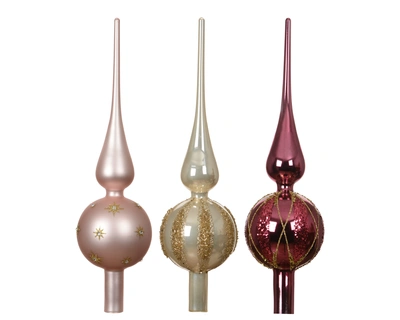 Treetopper Glass Glitter Asst. Blush/Gold/Red H.31cm - image 2