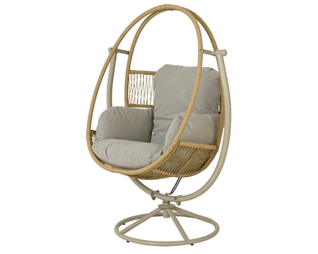 Tunja Beige Wicker Swivel Swing Chair