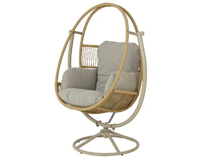 Tunja Beige Wicker Swivel Swing Chair
