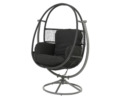 Tunja Black Wicker Swivel Swing Chair