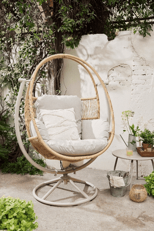 Tunja Grey Wicker Swivel Swing Chair - image 2