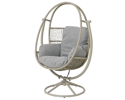 Tunja Grey Wicker Swivel Swing Chair