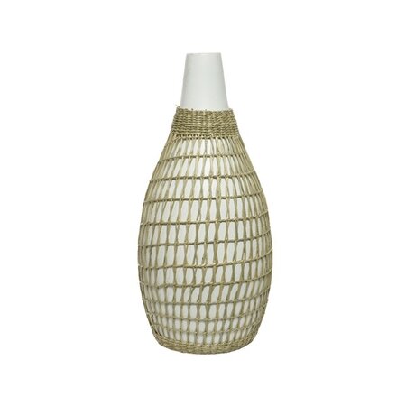 Vase Bamboo Seagrass Weaving White