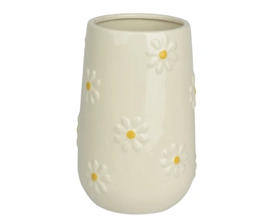 Vase Dolomite Glazed Daisy White/Colour(S) D.11.4Cm X H.21.9Cm