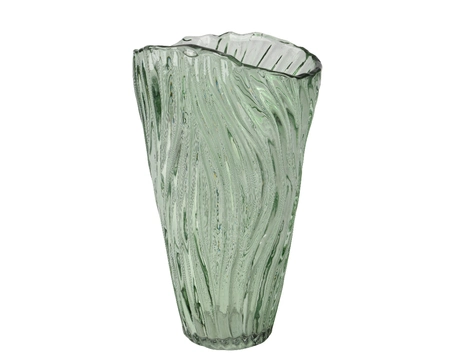 Vase Gl Solid Color- Millky Finish W Swirls H25.00cm green